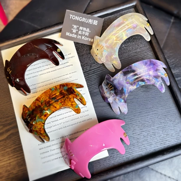 韩国醋酸千金风法式休闲风优雅女弹簧夹后脑勺盘发马尾夹发夹发饰