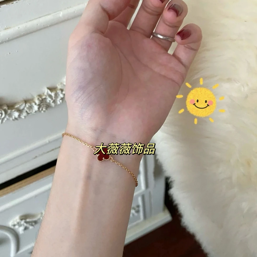 钛钢手链 迷你单花红色手链-66264