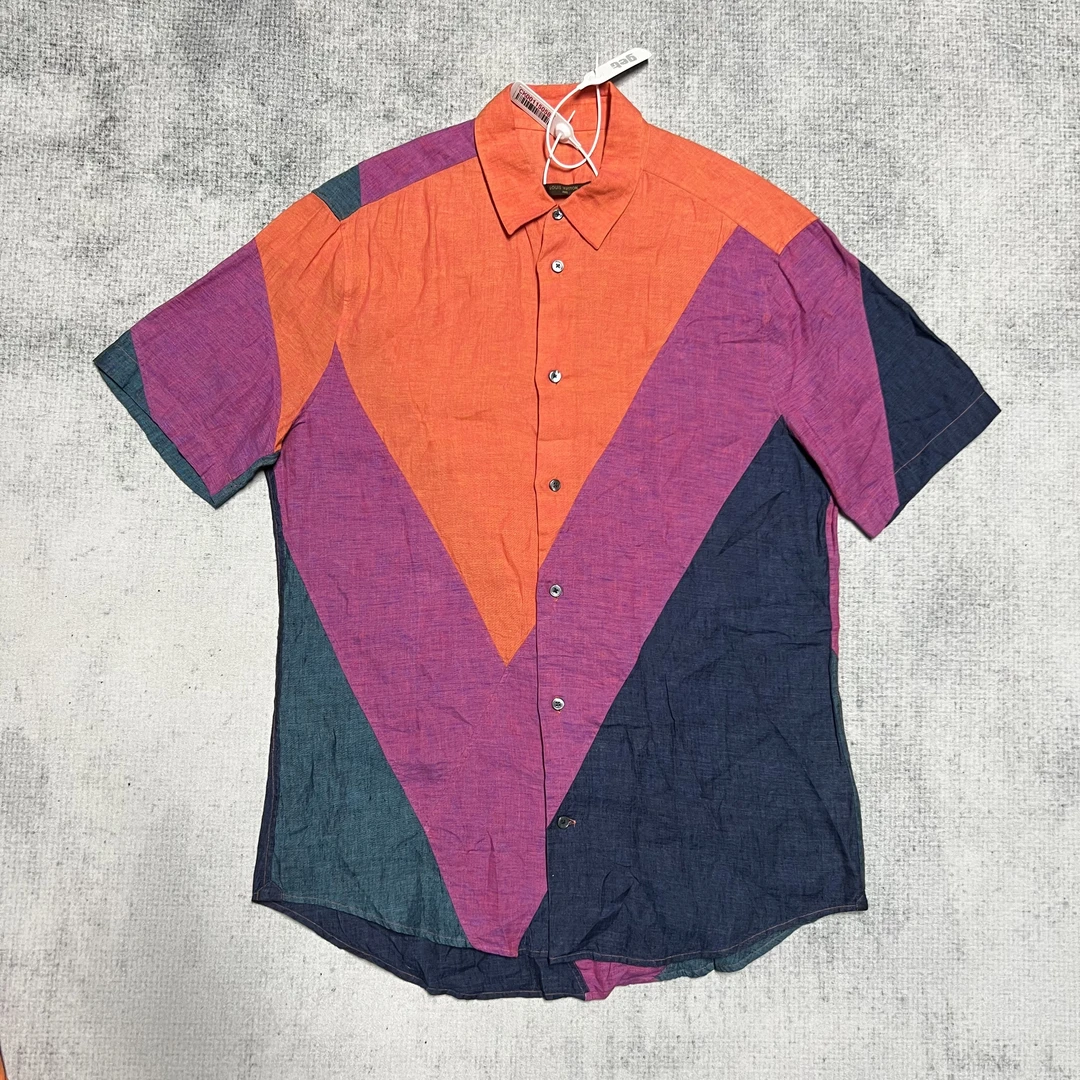 99新 LouisVuitton/路易威登 /拼色短袖衬衫时尚/L码