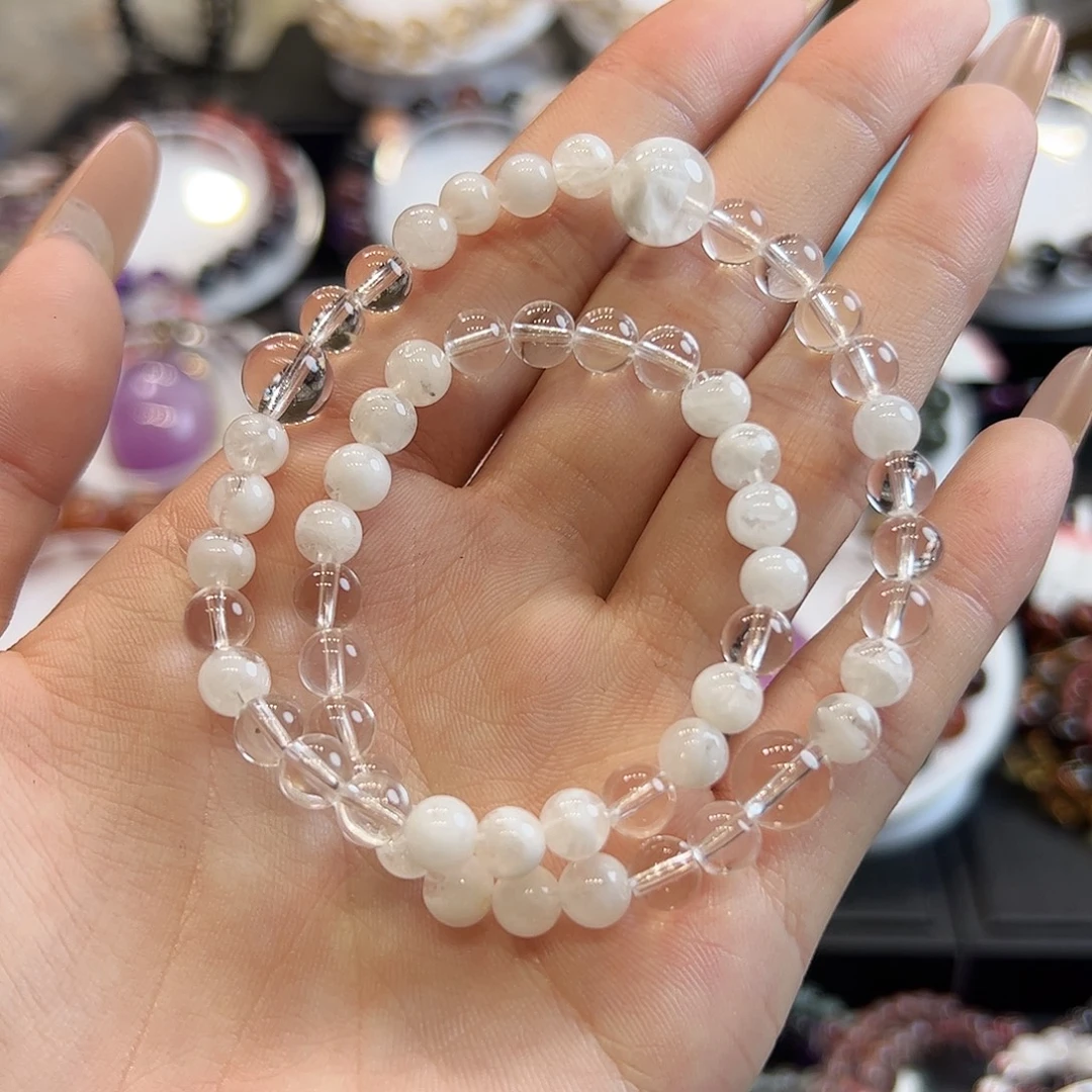 水晶未镶嵌手链sg4白幽灵设计款多圈6+