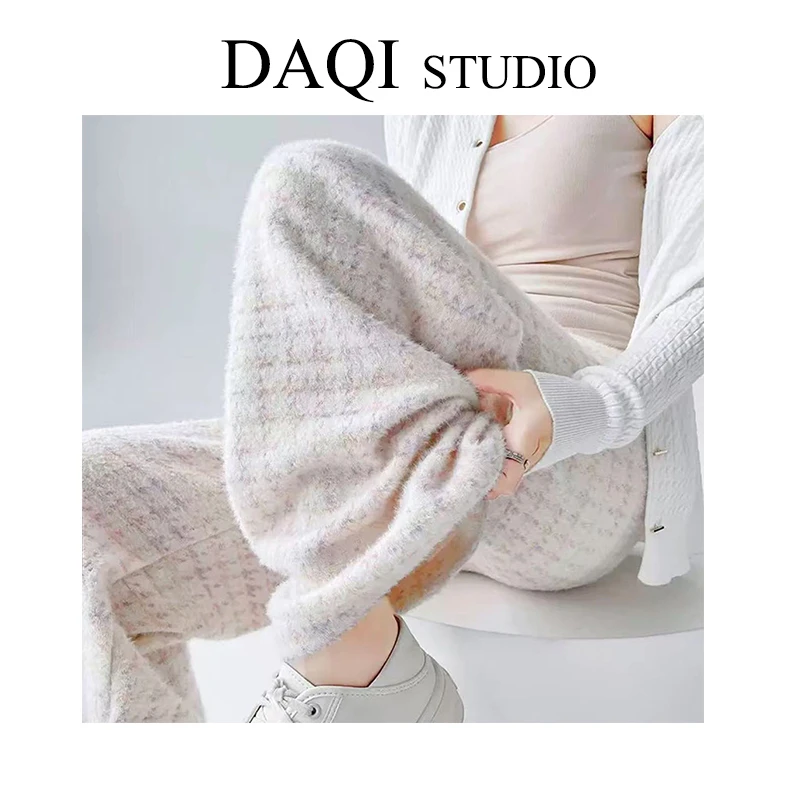 no退no换【冬日闺蜜甜甜】雅丹冬季格子加绒阔腿裤G256-21726