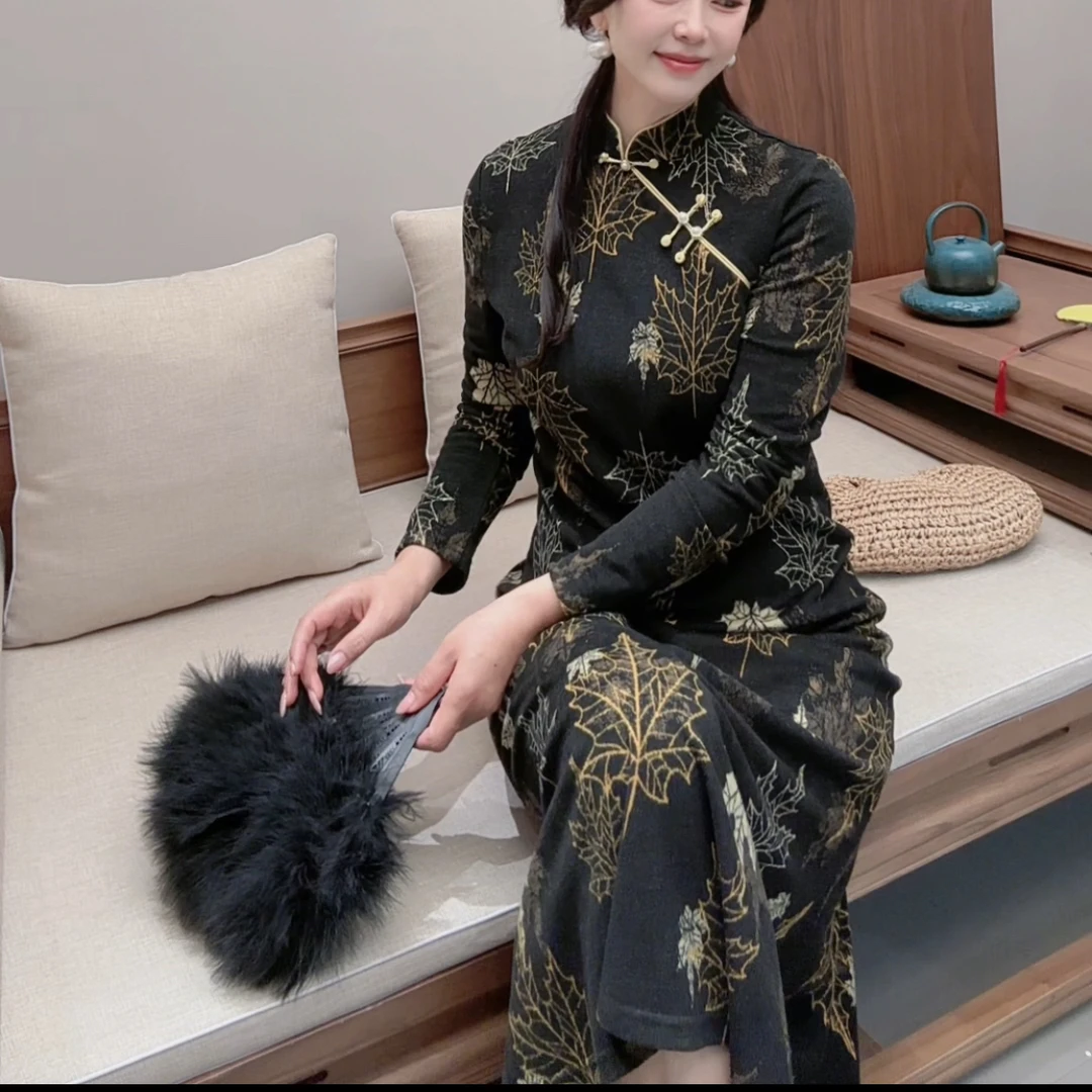 『蝶家』改良秋冬旗袍连衣裙ins20070