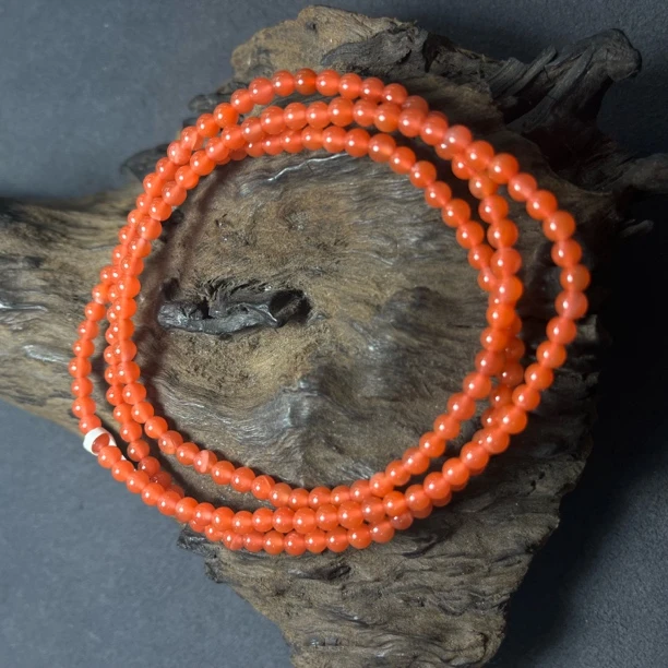 原矿无优化天然南红保山廊坡辣椒红多圈4mm左右手工珠介意慎拍