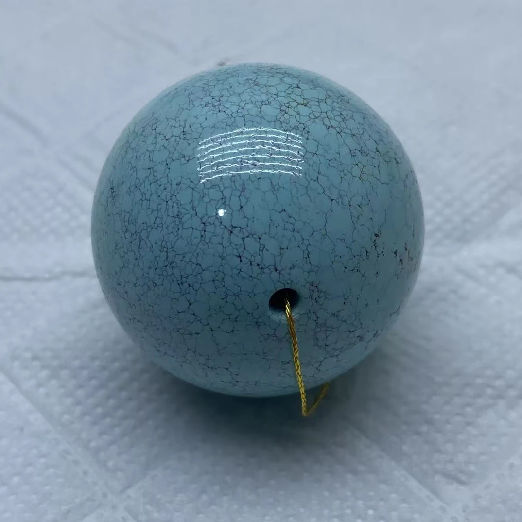 原矿高瓷蓝绿精品网花绿松石圆珠，尺寸30.7，重36克