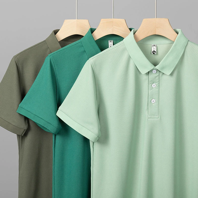 210重磅冰丝夏季衫男纯色宽松凉感透气休闲百搭翻领短袖恤