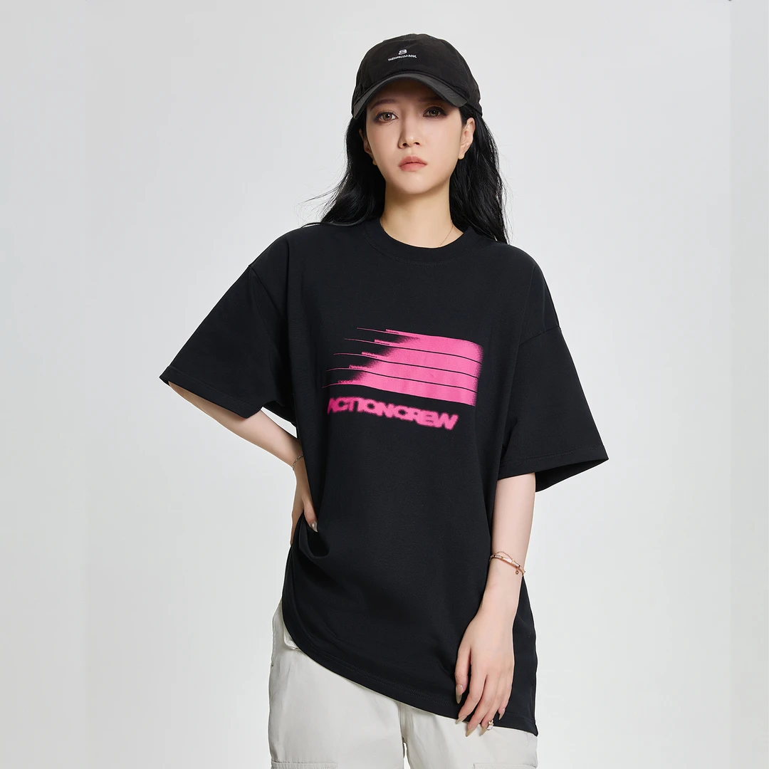 ATC2025幻影美式300克印花LOGO宽松模糊简约半截袖t恤情侣短袖T桖