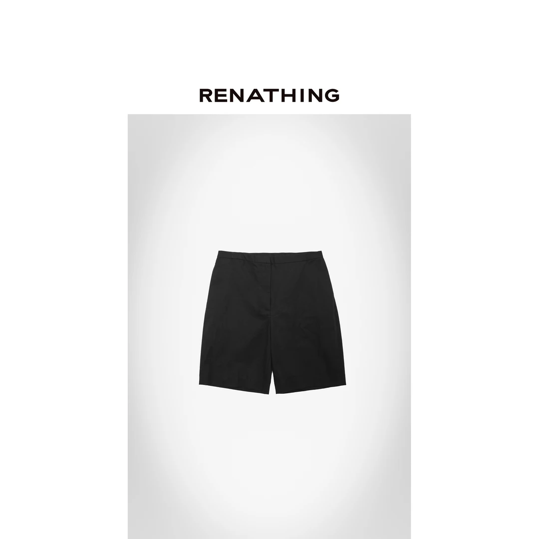 【RENATHING】纯色直筒五分休闲短裤