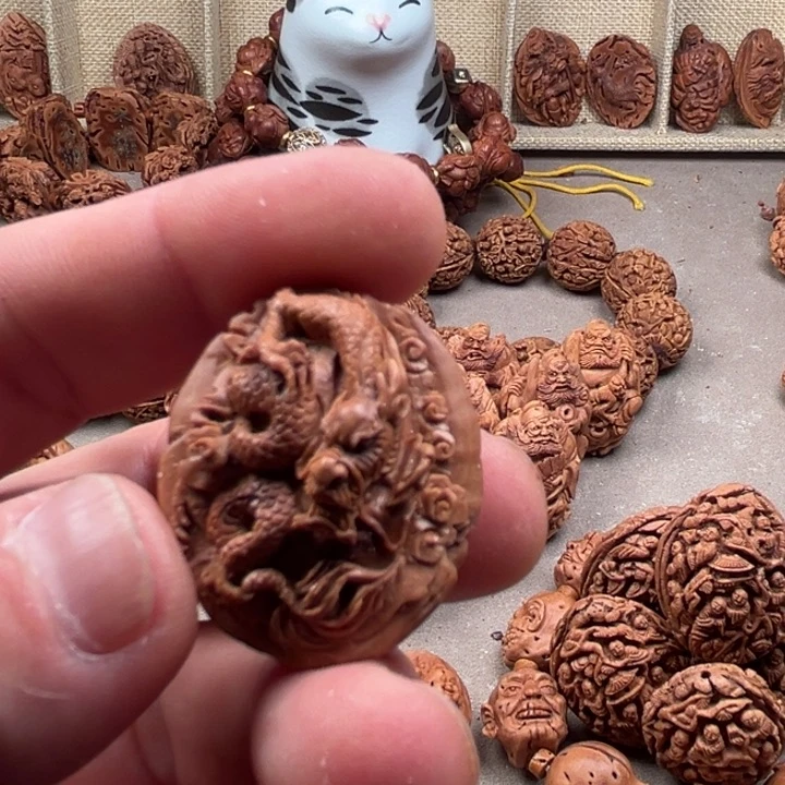 桃核手串桃核雕刻云龙单粒