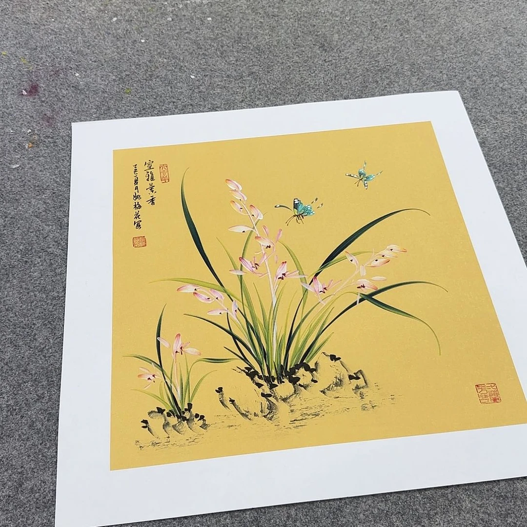 国画一笔两色立体兰花