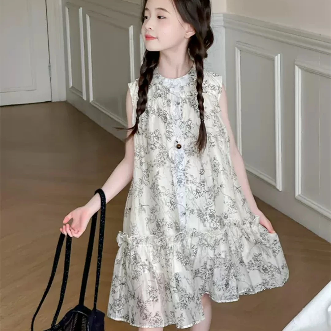 2025女童韩版碎花气质连衣裙裙子儿童夏季裙夏装A字裙女童洋气
