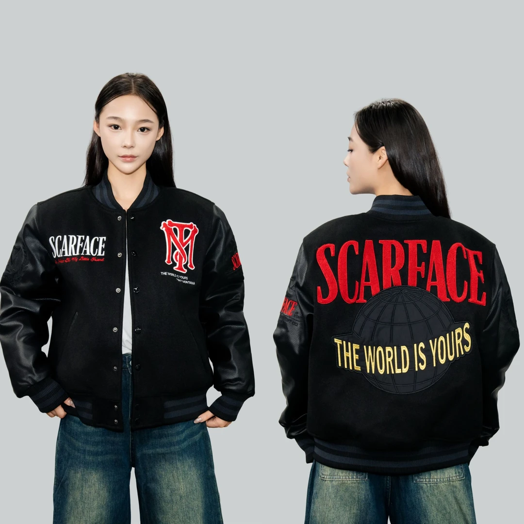 美式棒球服：疤脸人  秋冬款重磅男女款百搭休闲时尚