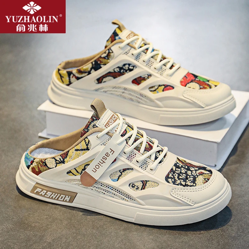 俞兆林半拖鞋男款秋冬外穿一脚蹬开车休闲运动无后跟包头板鞋男