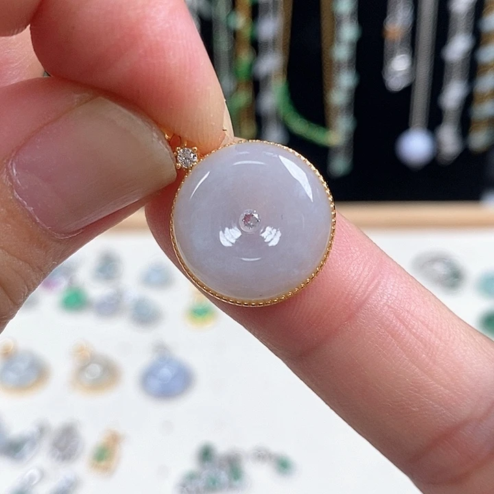 吊坠(不含链)银S925镶嵌翡翠36号