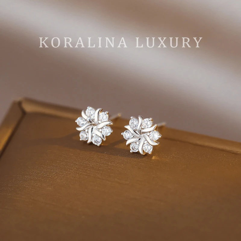 铜合金耳饰 A0169【小雪花】白色气质原创设计百搭设计感耳饰耳钉女