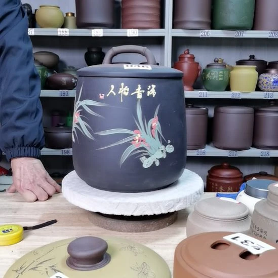 紫砂茶叶罐正品石瓢兰花茶叶罐