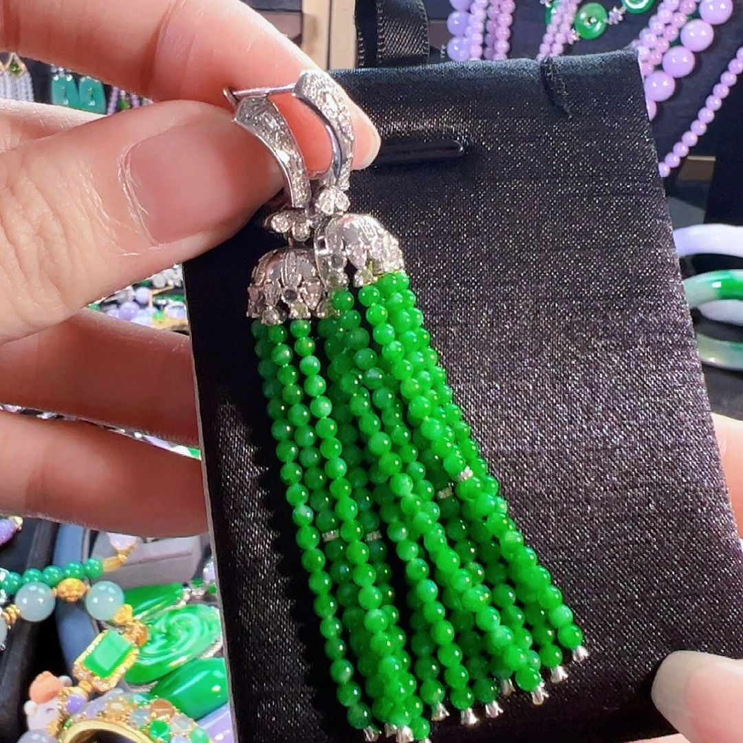 翡翠18K金镶嵌耳饰签收后24小时鉴赏期