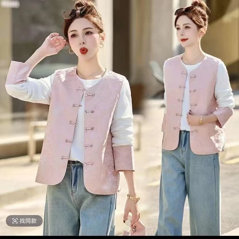 国风马甲缎面提花百搭