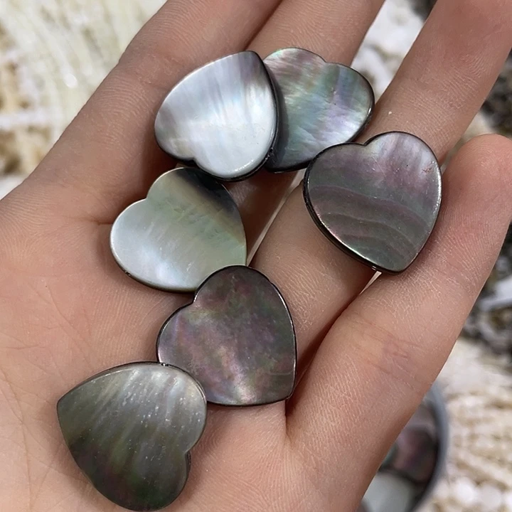 贝壳非金属4个大号黑蝶贝横孔爱心