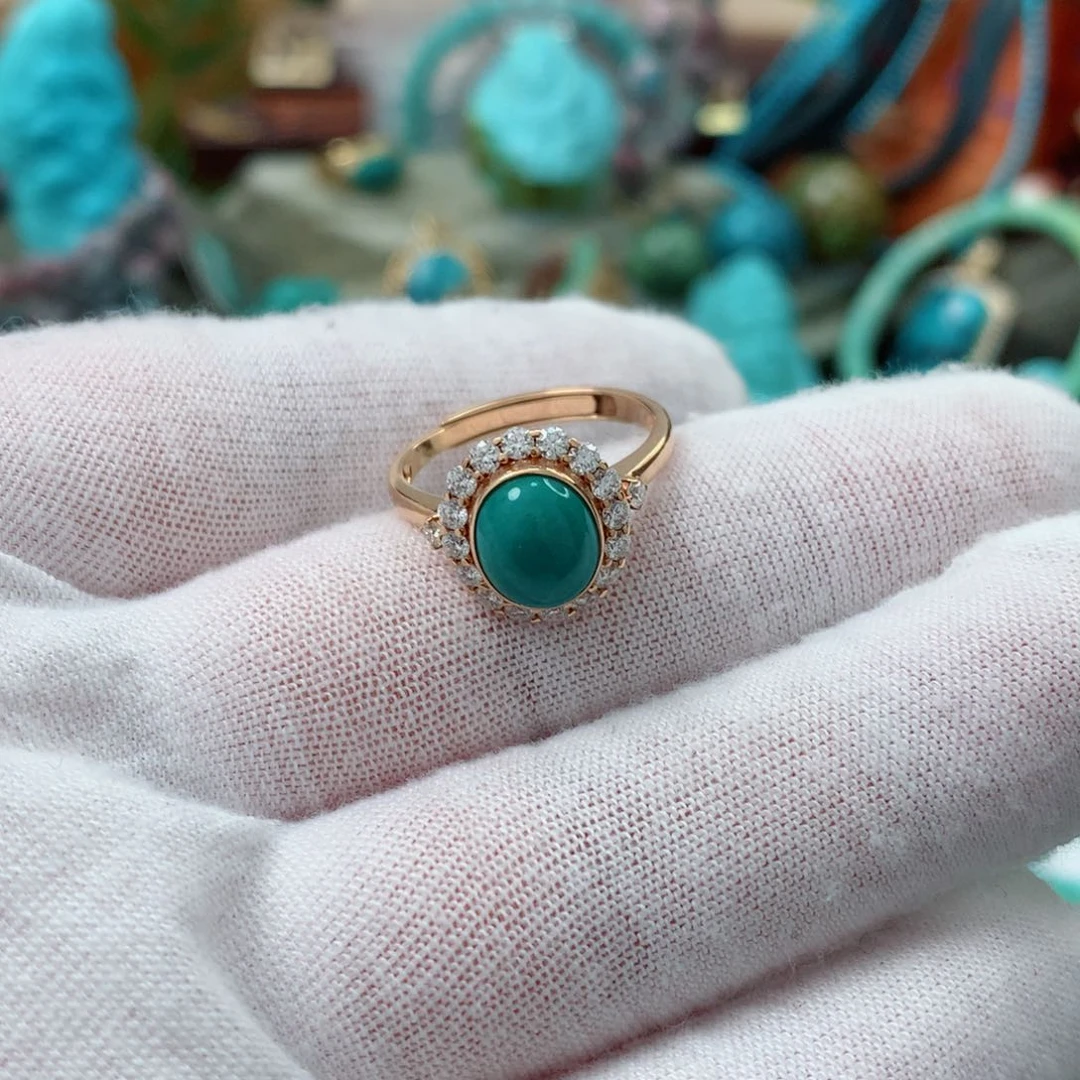 绿松石珠宝奇石18K金镶嵌