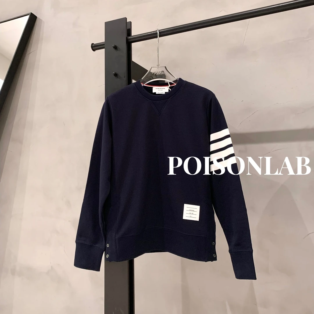 全新未使用 THOMBROWNE 海军蓝四条纹圆领卫衣5950/PoisonLab
