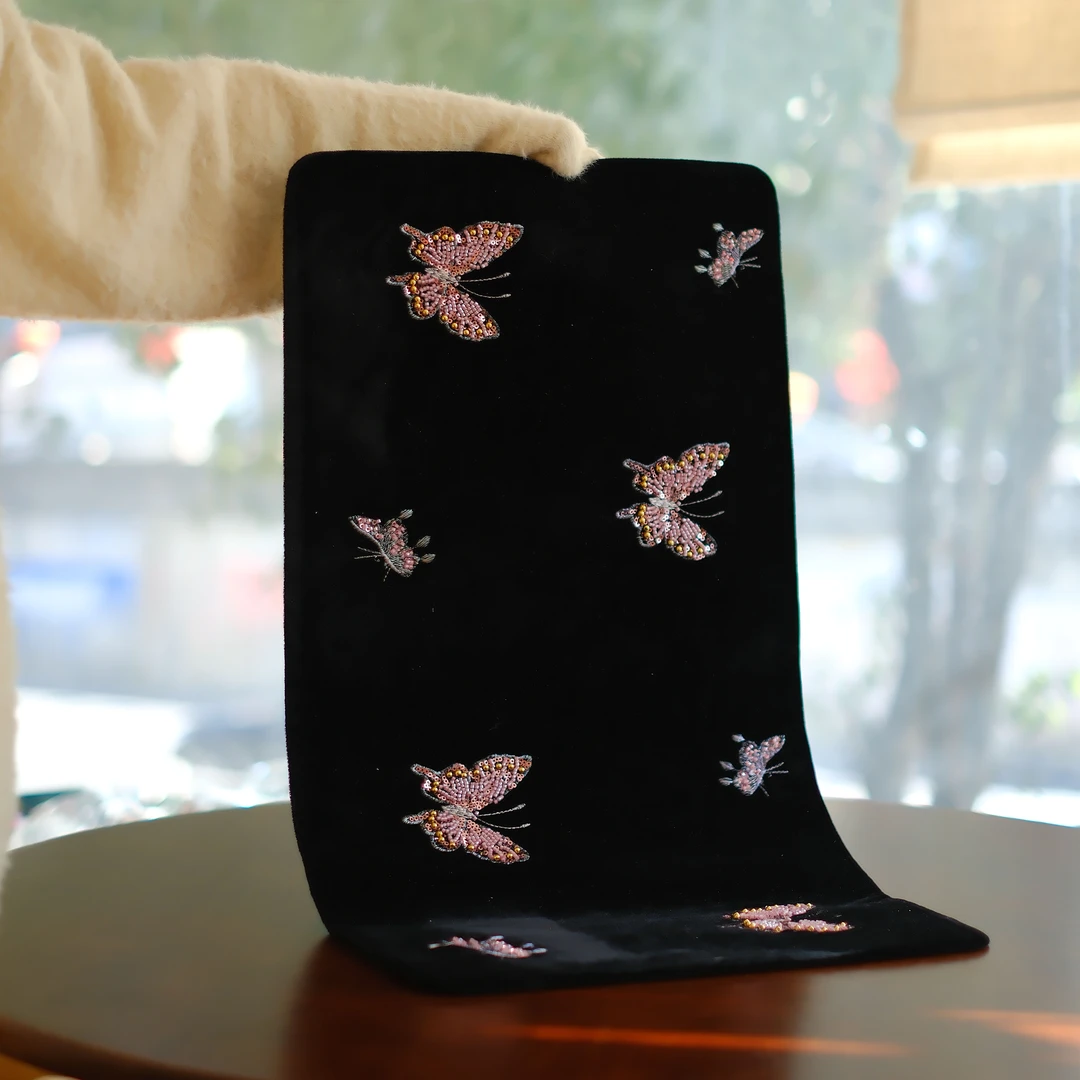 大碗茶器 【百蝶寻春】茶席防烫隔热泡茶垫桌布茶道配件茶巾65*35