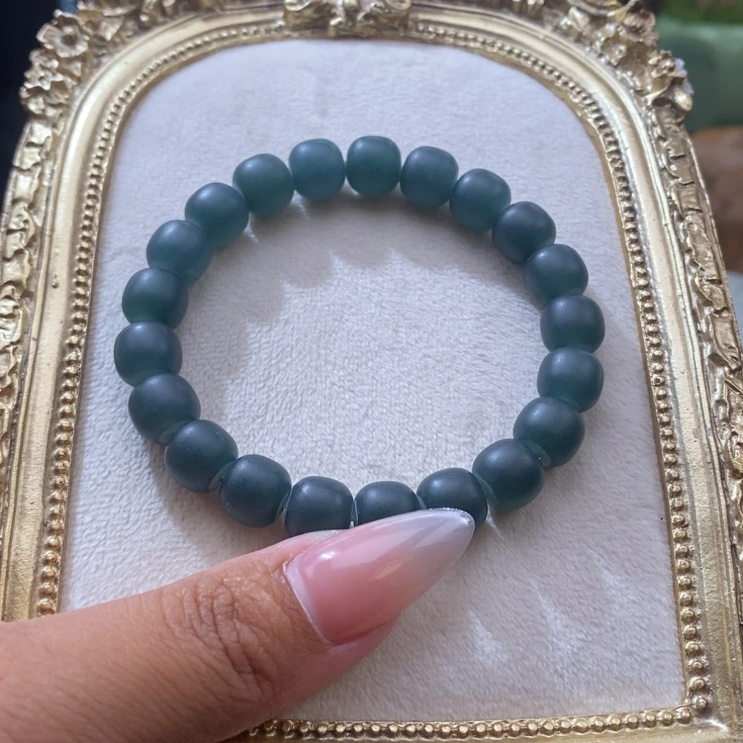 翡翠未镶嵌手链卡9.7mm磨砂老型21颗新款