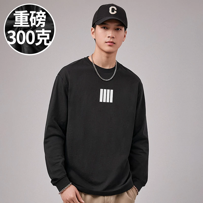 300斤大码男装重磅潮牌宽松国潮胖子T恤长袖纯棉加肥加早春秋款男