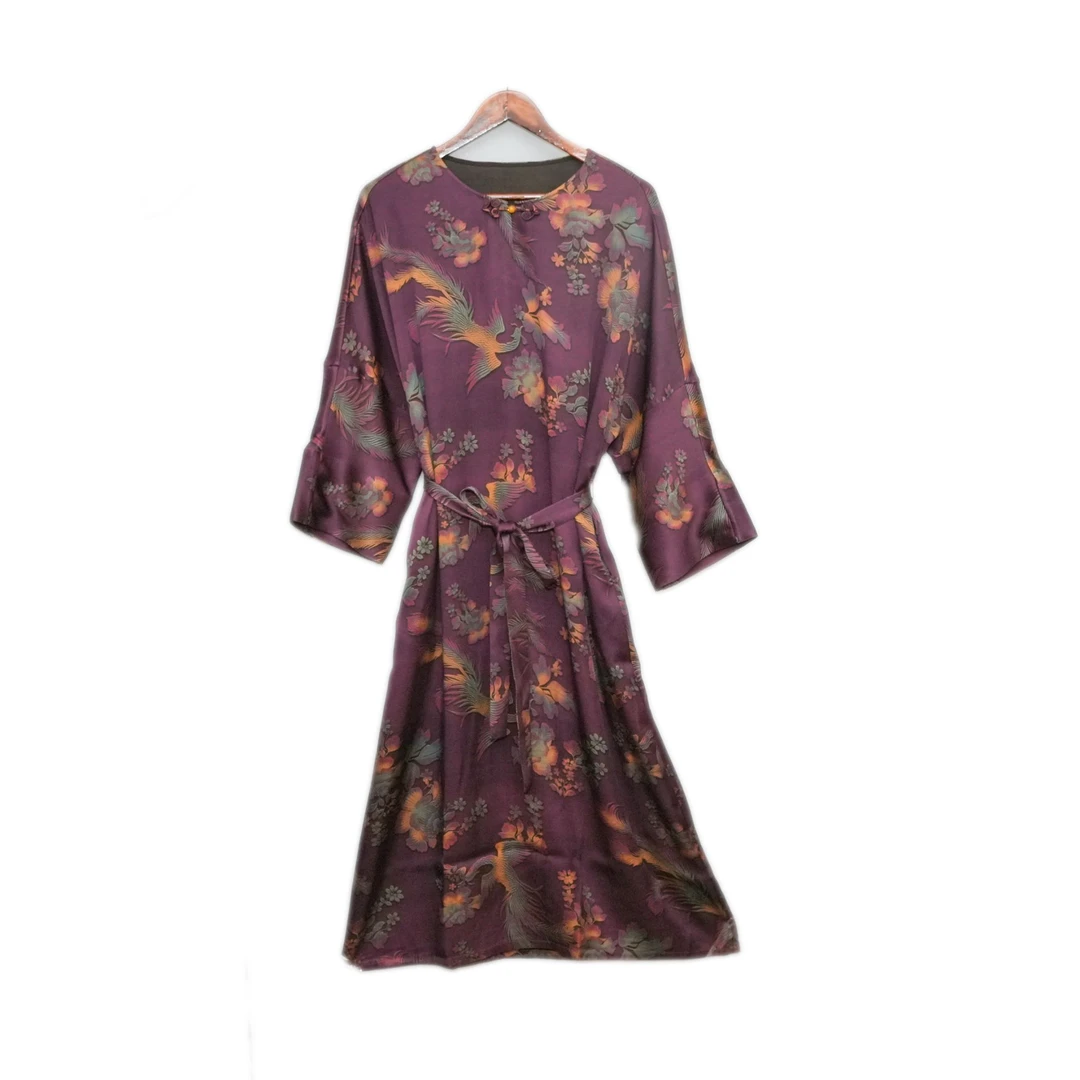 3035-16698苏锦阁重缎百分百桑蚕丝连衣裙新款气质高端高档上档次