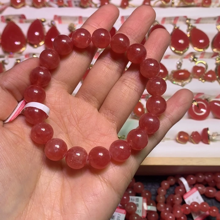 L***夏未镶嵌菱锰矿（红纹石）手绳10mm