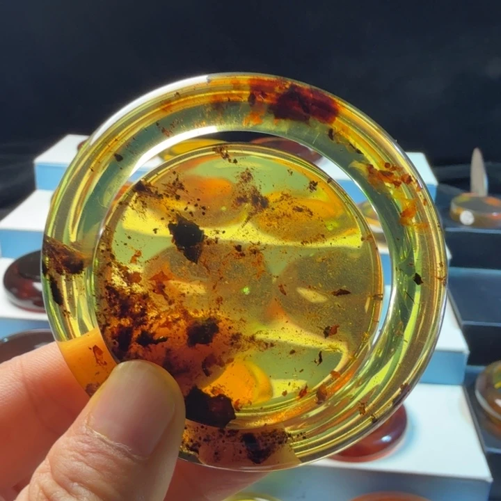 琥珀未镶嵌手镯金兰55圈口