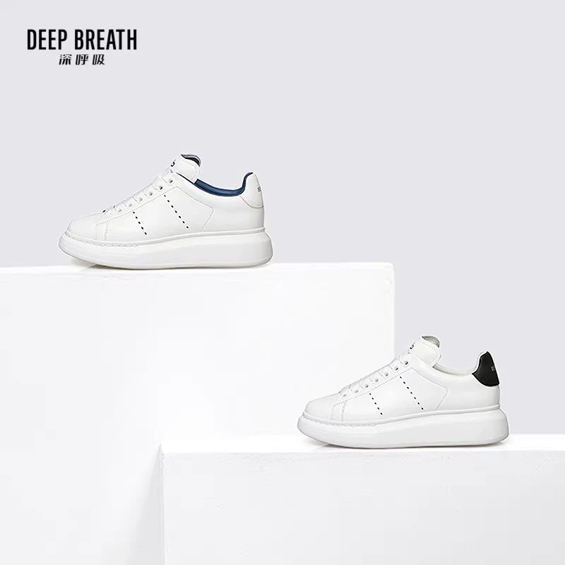 DEEPBREATH深呼吸女鞋牛皮厚底圆头休闲鞋小白鞋女鞋AX儿子12327