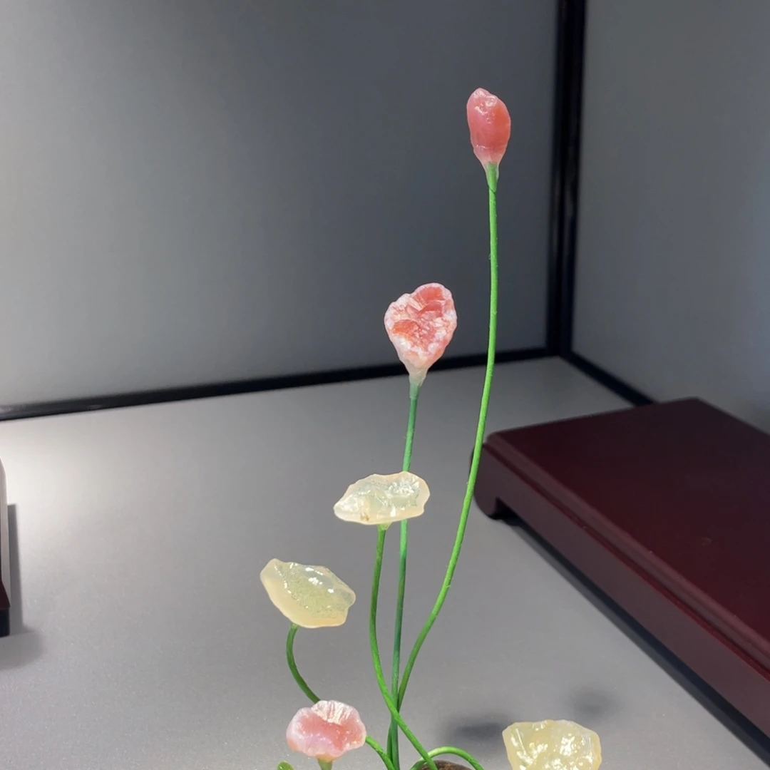 無***月石头阿拉善花花摆件