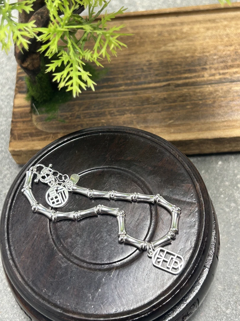 铜合金琉璃手链 0032竹节平安福字扣手链带礼盒