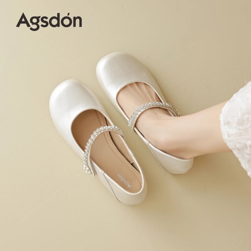 奥古狮登玛丽珍女鞋2025新款夏季一脚蹬休闲凉鞋法式芭蕾浅口单鞋