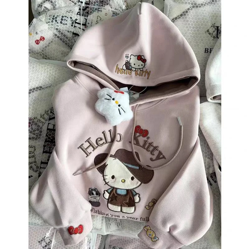 女童2025新款动漫卡通女卡通风卫衣毛衣少女刺绣日系连帽ins上衣