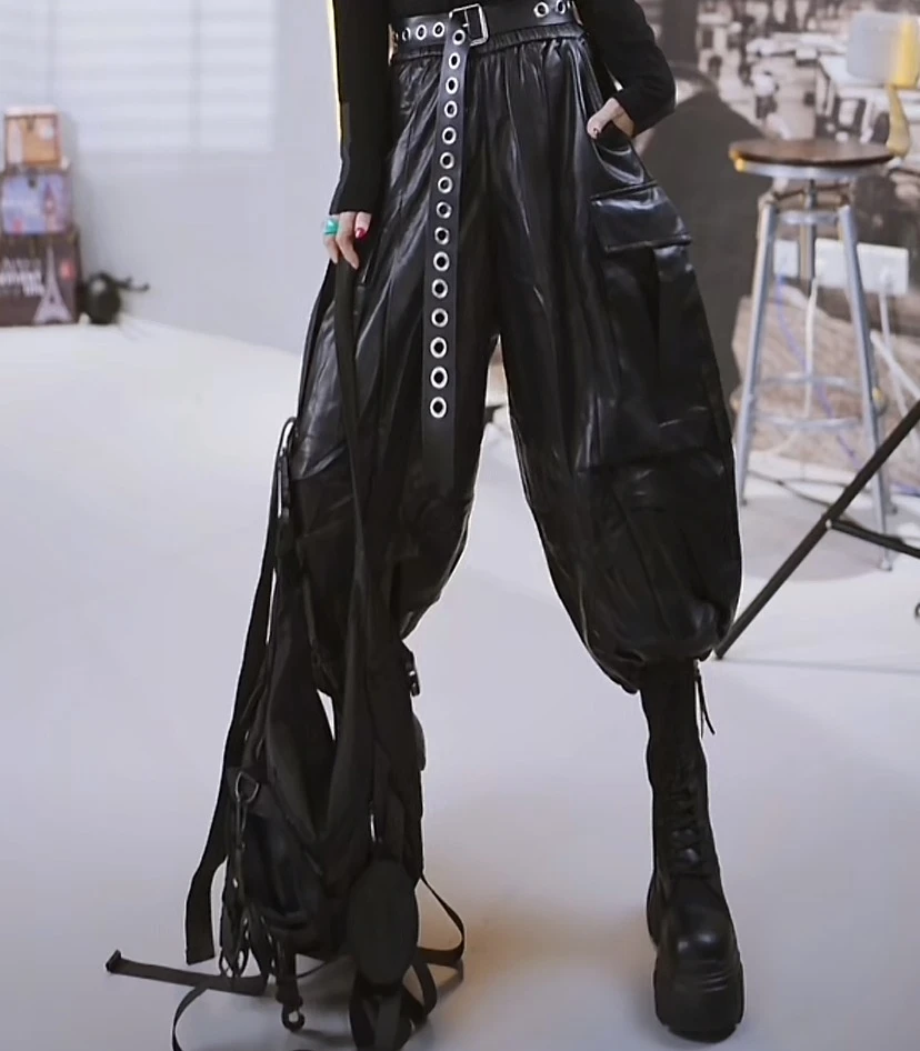 宽松韩版时尚百搭皮裤