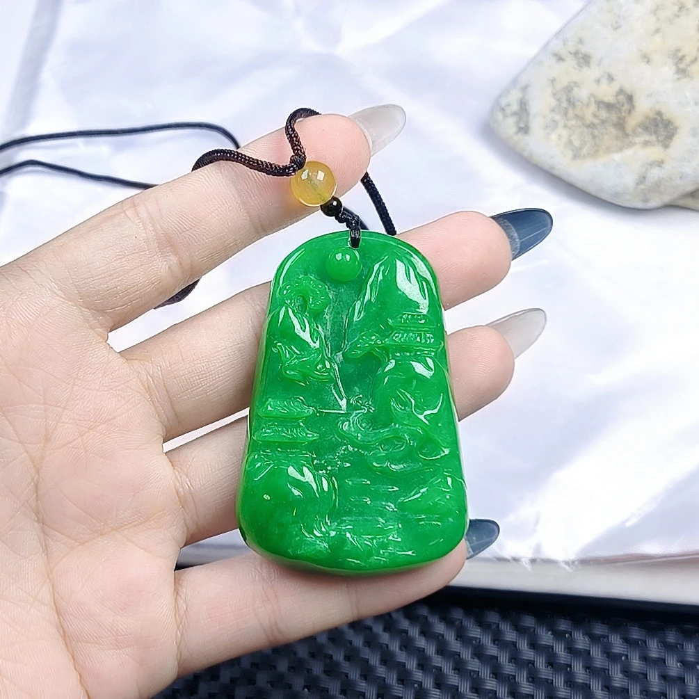 （聚宝严选）D605绿系长方山水牌妈妈款精致精美百搭时尚