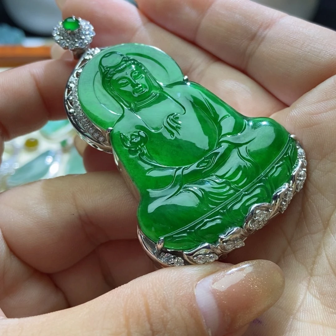 翡翠颈饰银S925镶嵌让****点翡翠