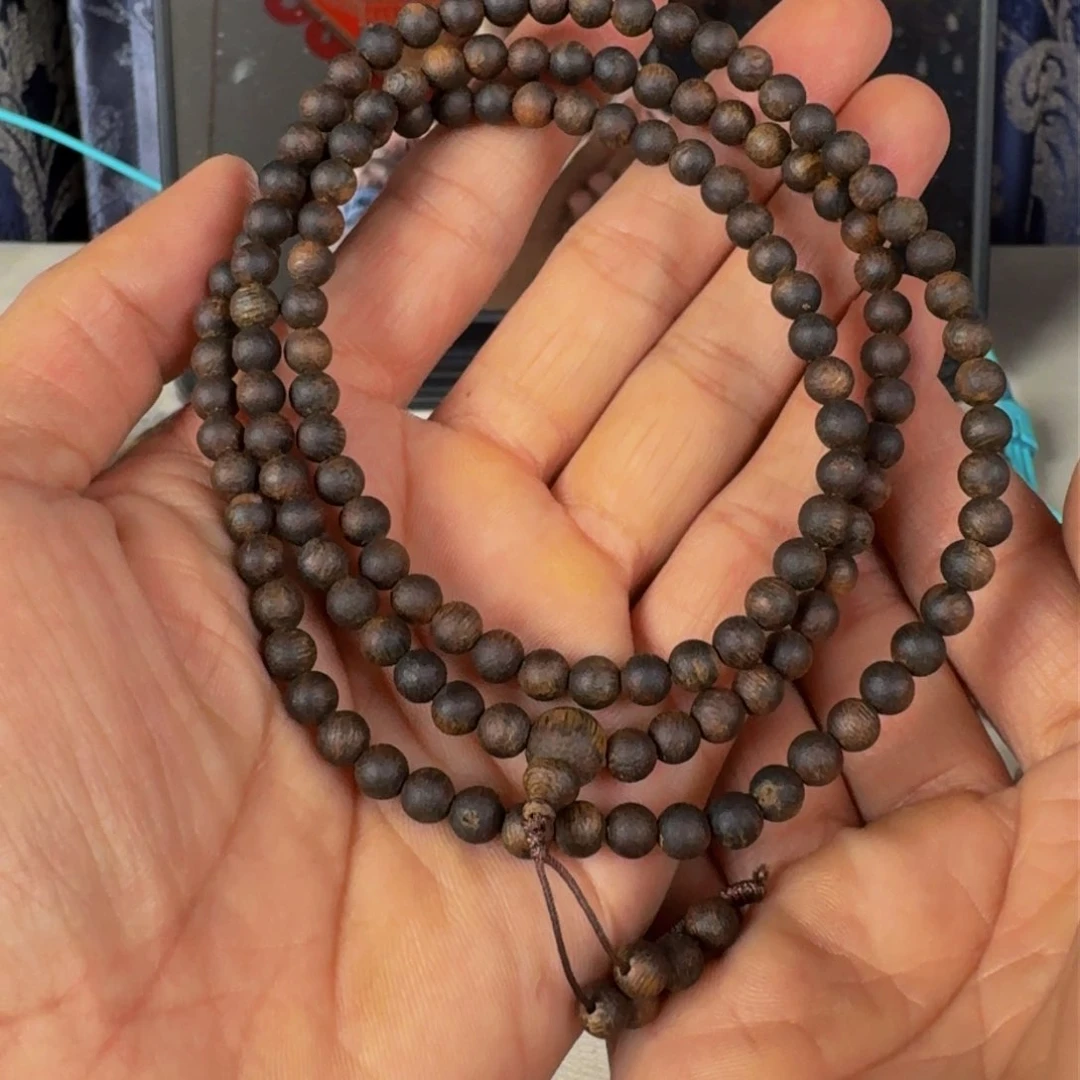 沉香手串张勺子沉水圆珠多圈卡5+保15克