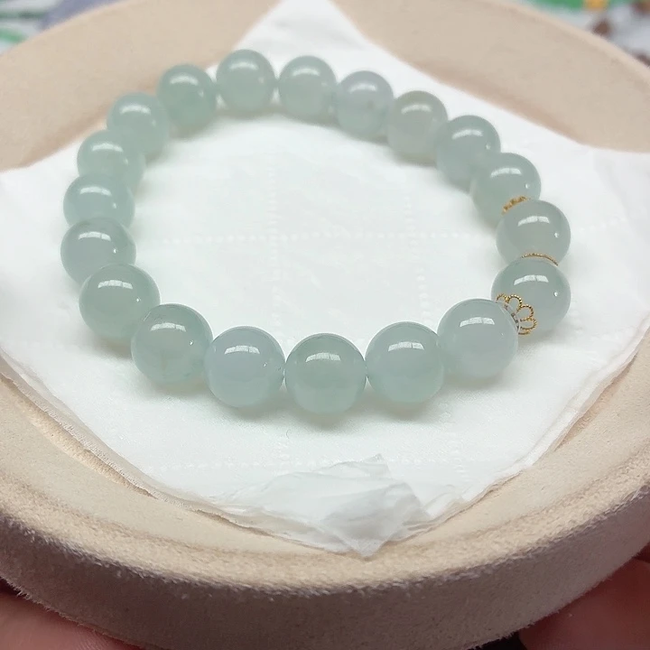 翡翠18K金镶嵌手链天然缅甸翡翠A货卡10