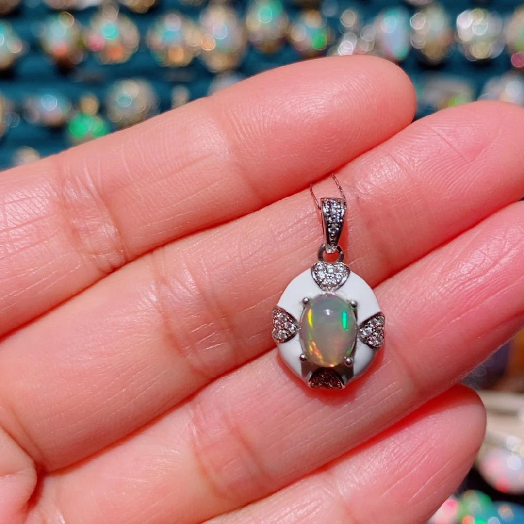 欧泊银S925镶嵌欧泊吊坠