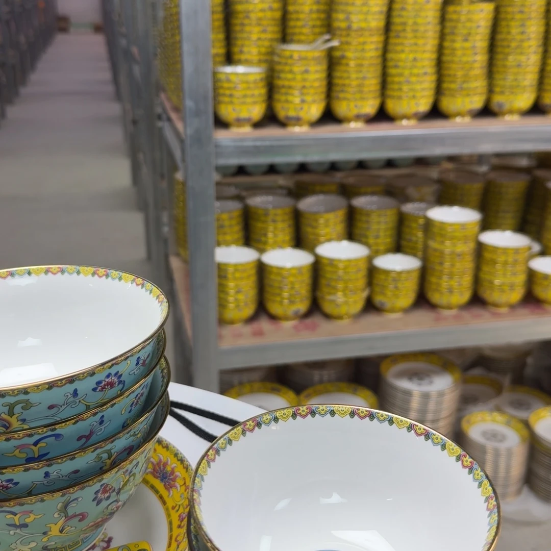 摆件陶六个4.5英寸高脚碗