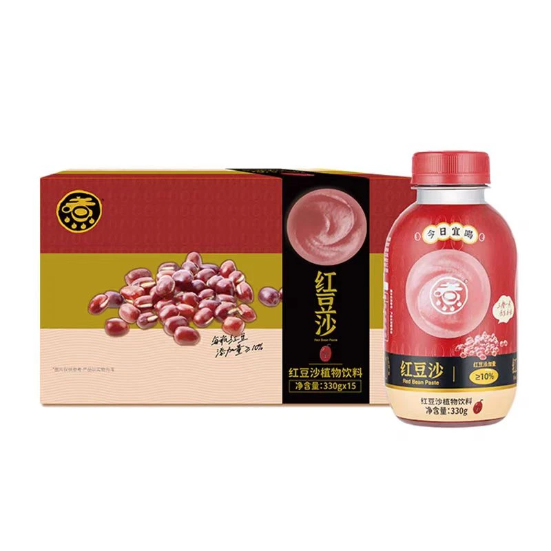 【保质期至2025-08-05】冲击波今日宜喝红豆沙植物饮料330g*15瓶