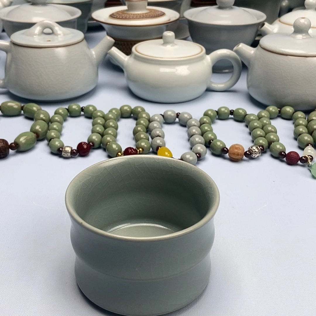 杯微微瑕仿古釉竹节杯原矿原釉原产地