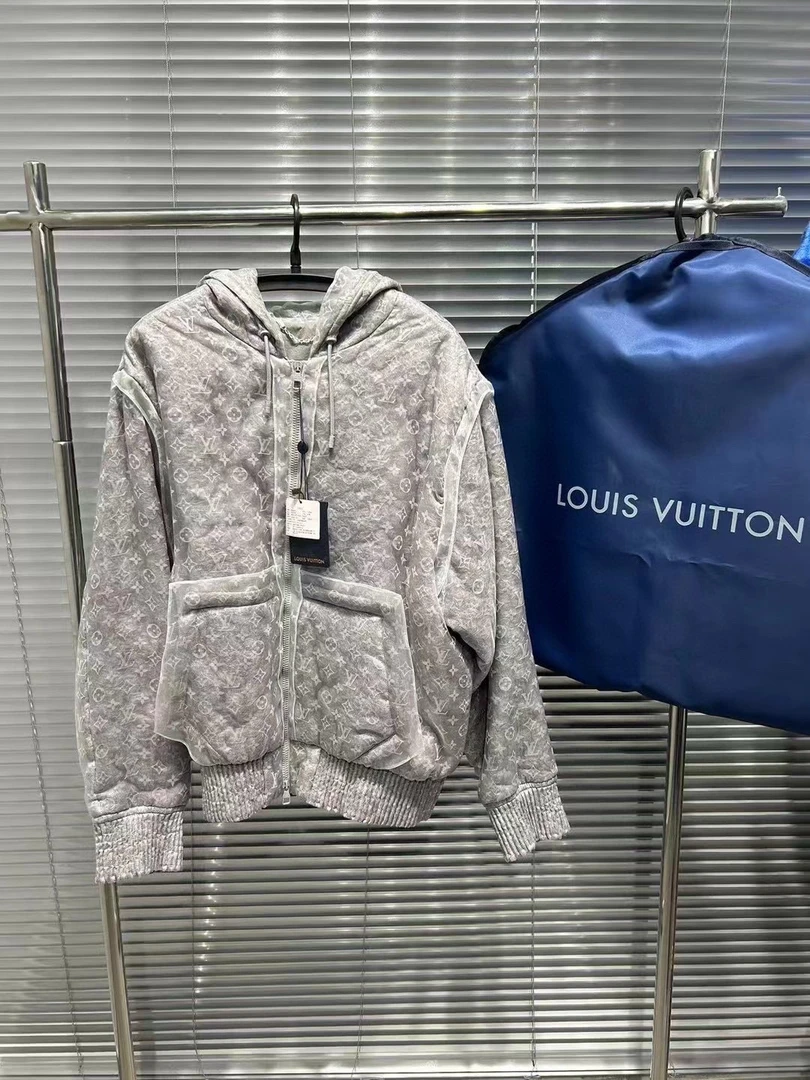 95新 LouisVuitton/路易威登 爆款欧根纱环保系列拉链帽衫/48码