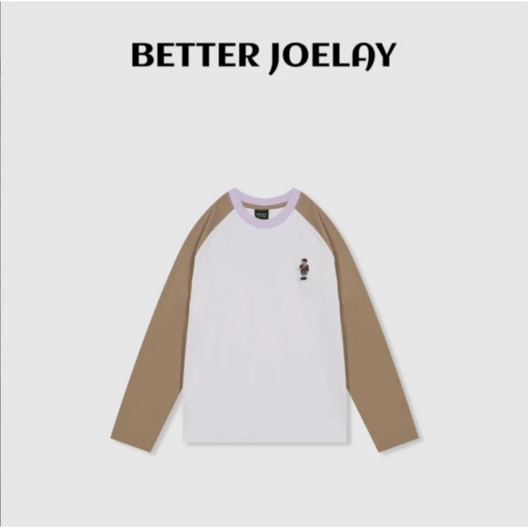 BETTER JOELAY-中版【玫瑰乳茶】时尚百搭ins风T恤插肩长袖ZZ3723
