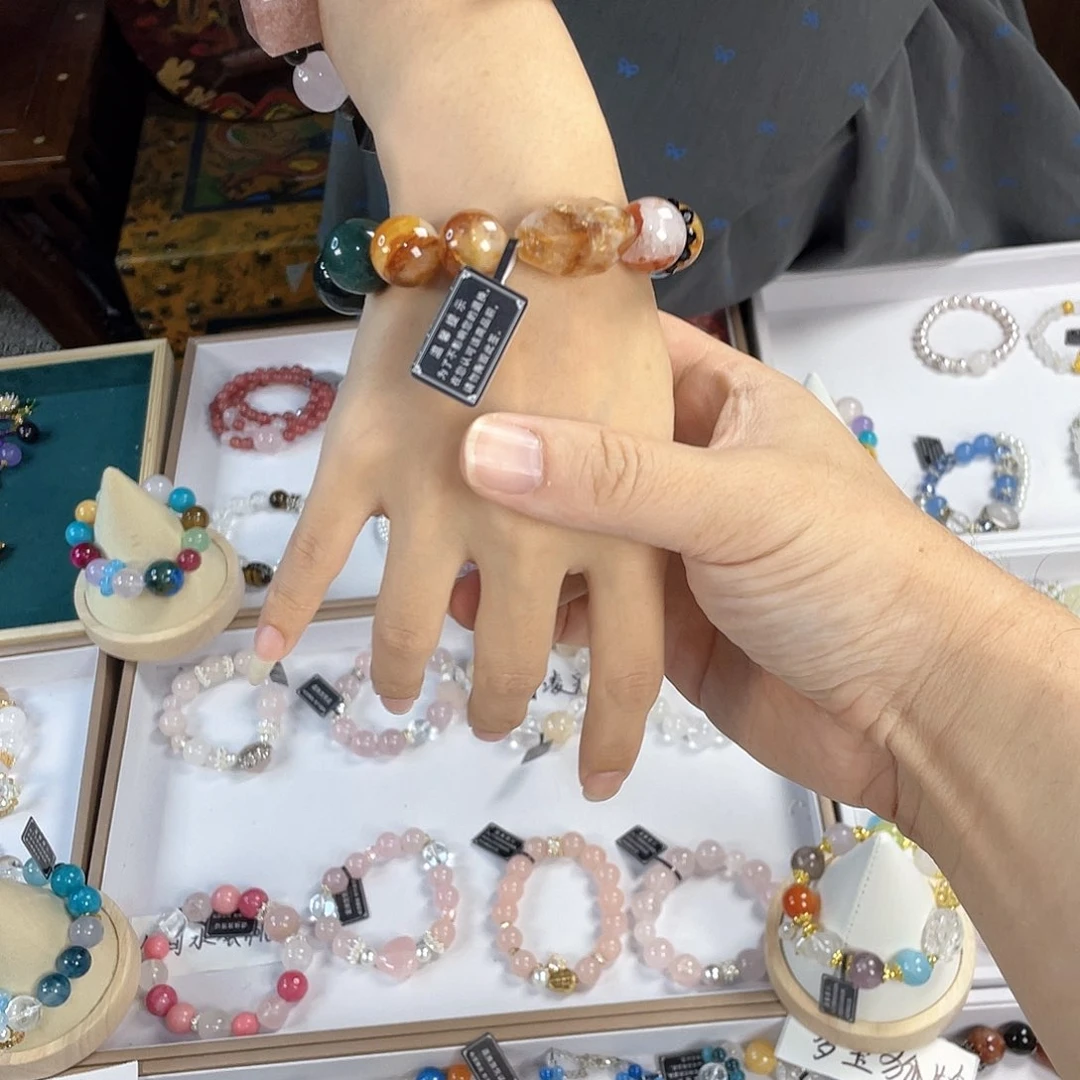 水晶手链银S925镀金镶嵌