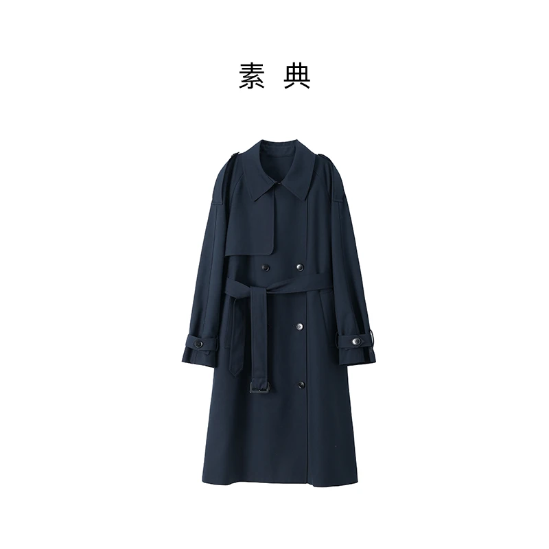 秋季中长款纯色长款女士风衣英伦气质轻奢外套5471