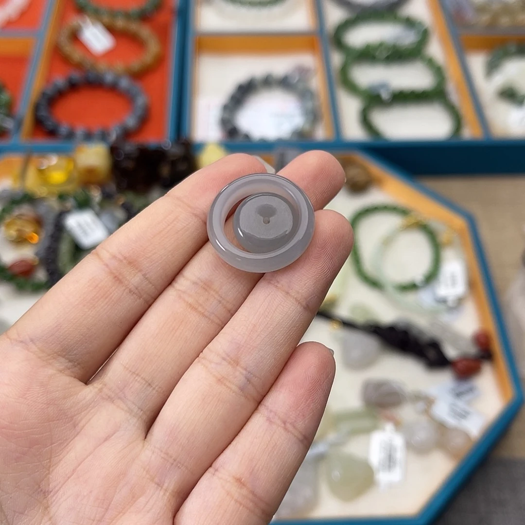 _***h和田玉未镶嵌戒指w14烟紫戒指