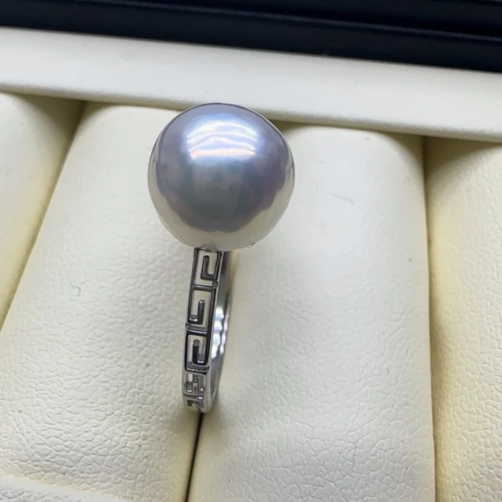 淡水珍珠摆件未镶嵌镜面光戒指9-10mm